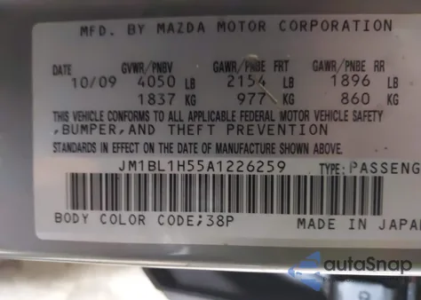 2010 Mazda Mazda3 S Sport from USA, damaged, VIN JM1BL1H55A1226259